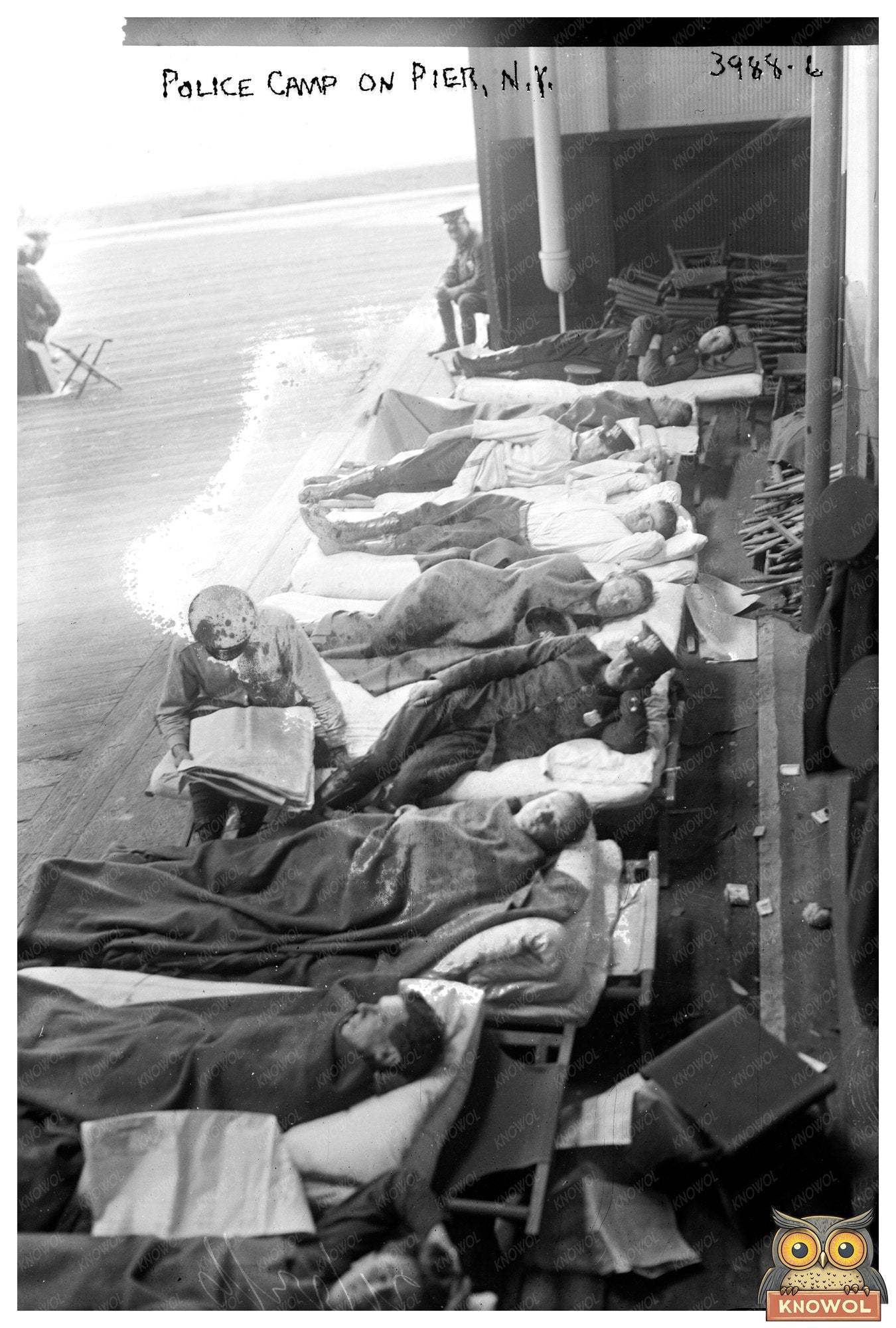 1916 NYC Police Camp on Pier - Historic Photo