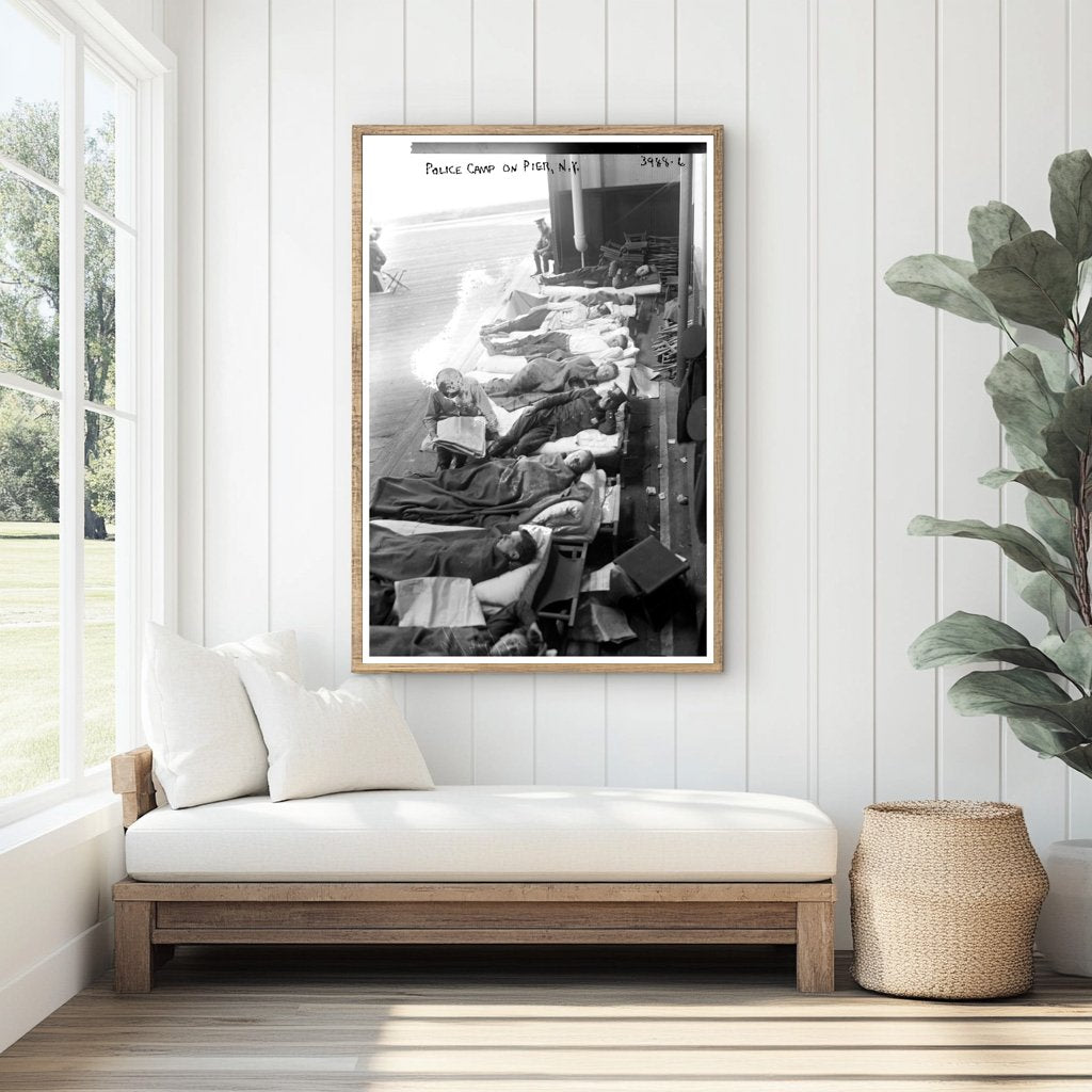 1916 NYC Police Camp on Pier - Historic Photo