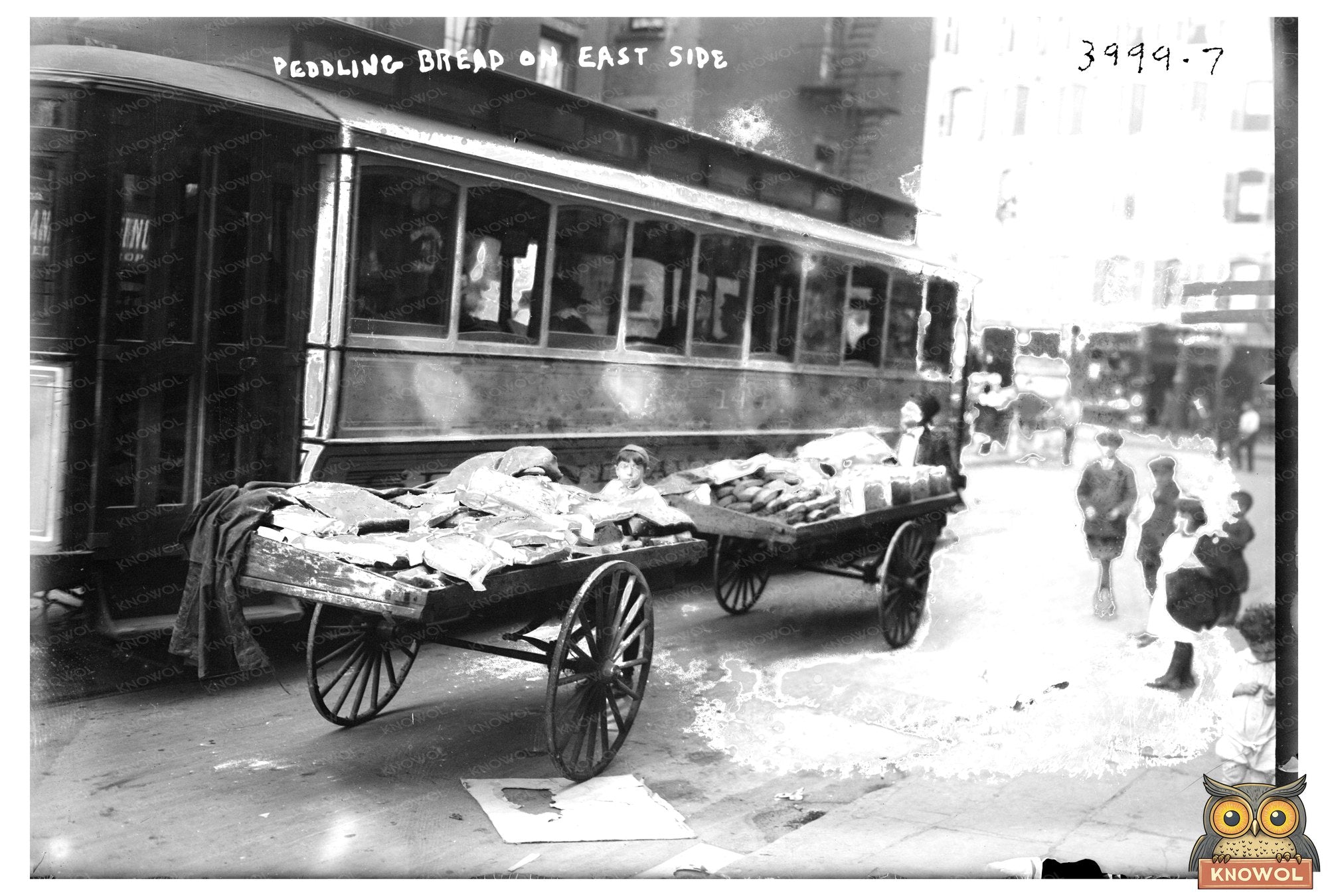 Early 20th Century Bread Vendor in Urban Scene