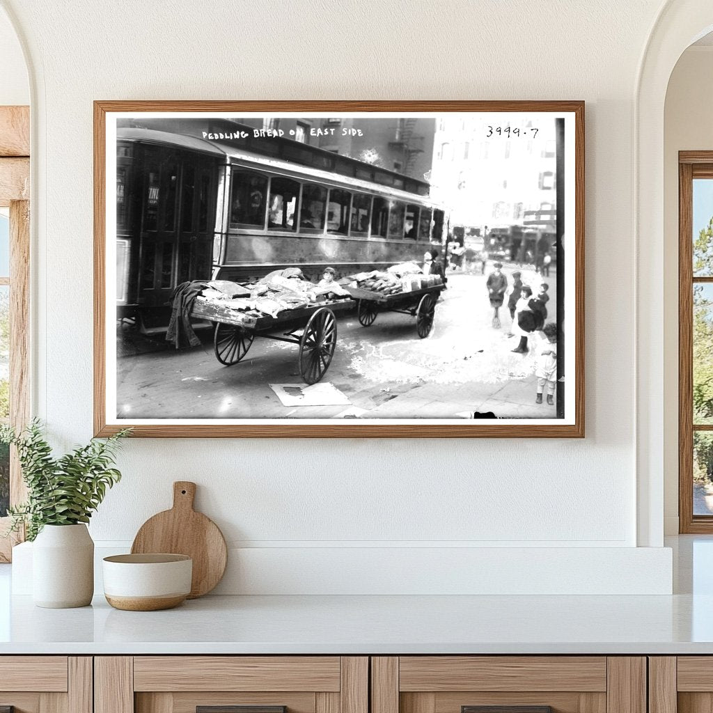 Early 20th Century Bread Vendor in Urban Scene