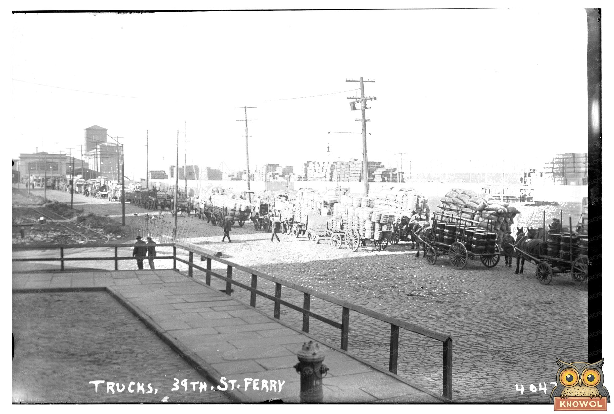 Trucks in Action at 39th Street Ferry, 1915-1920