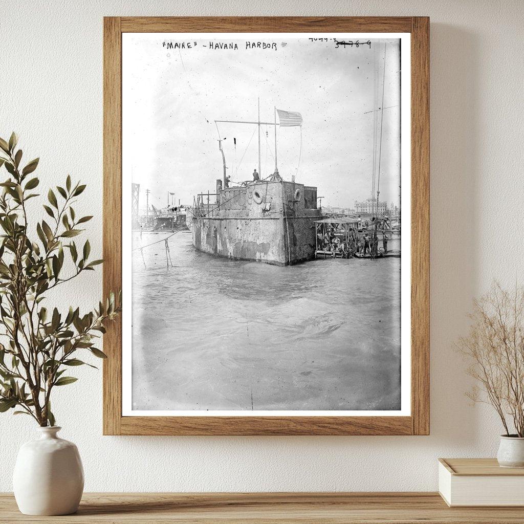 Historic MAINE, Havana Harbor Print, Vintage Art
