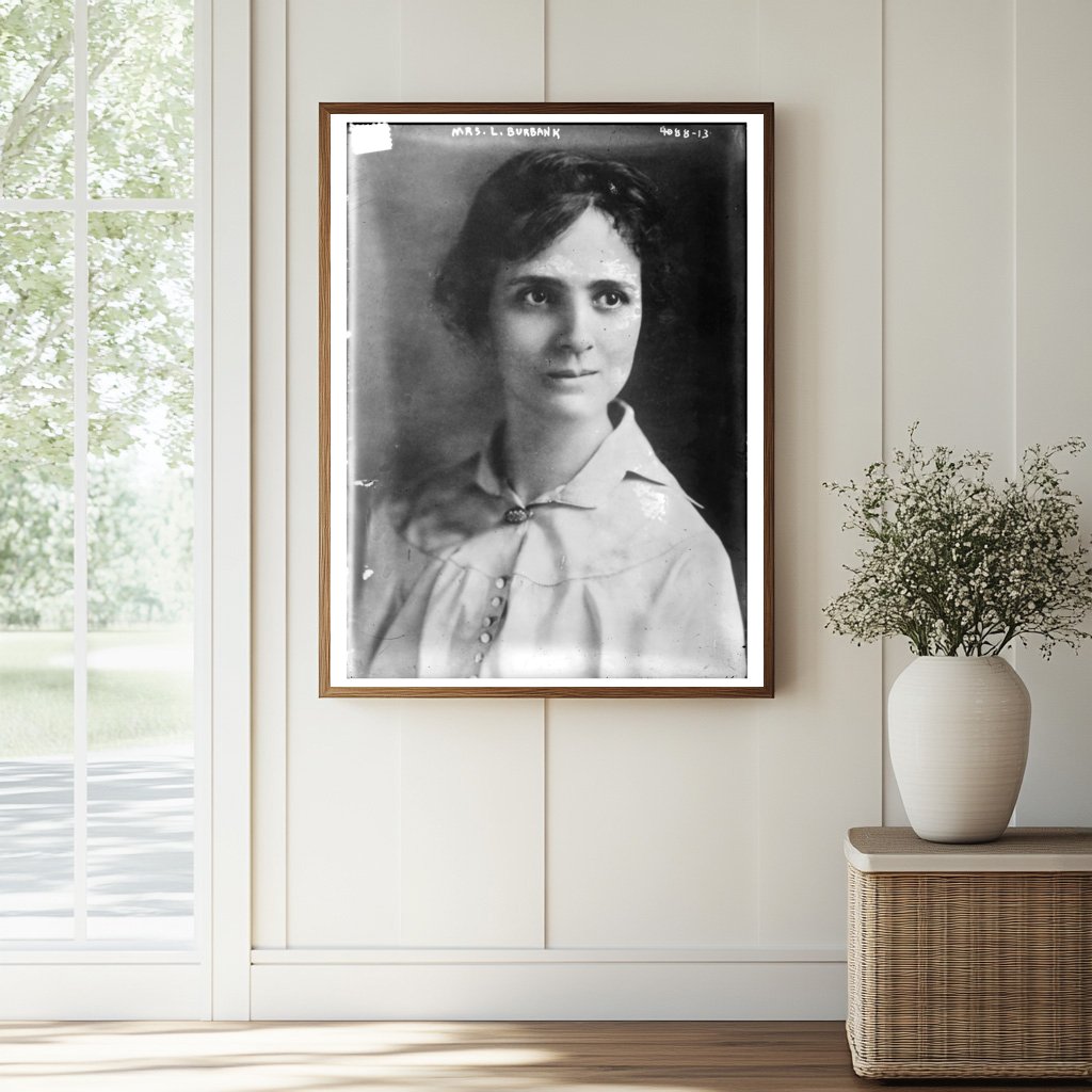Historic Mrs. L. Burbank Print, Vintage Art