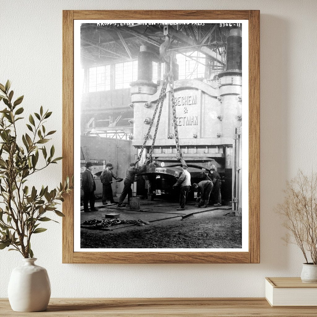 Historic Krupp's, Essen -- 10,000 ton bending press Print, Vintage Art