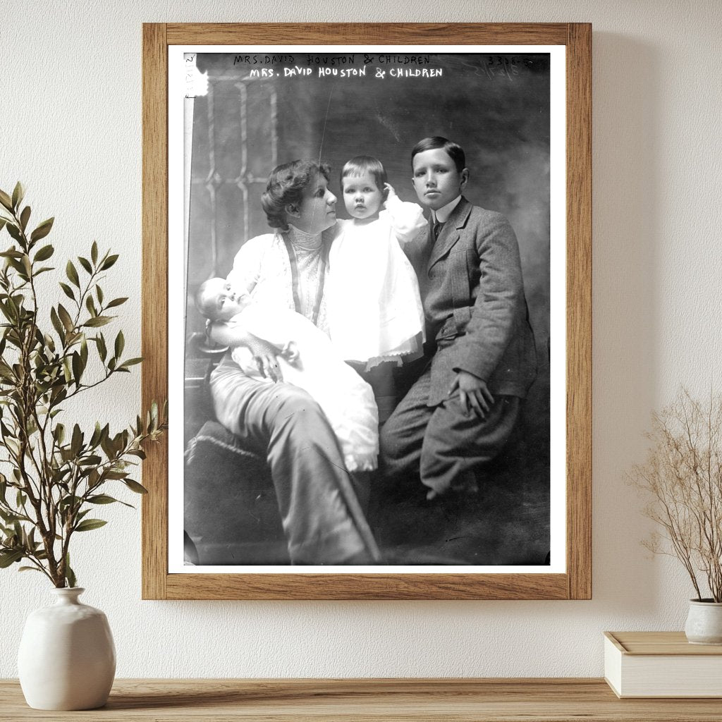 Historic Mrs. David Houston & children Print, Vintage Art