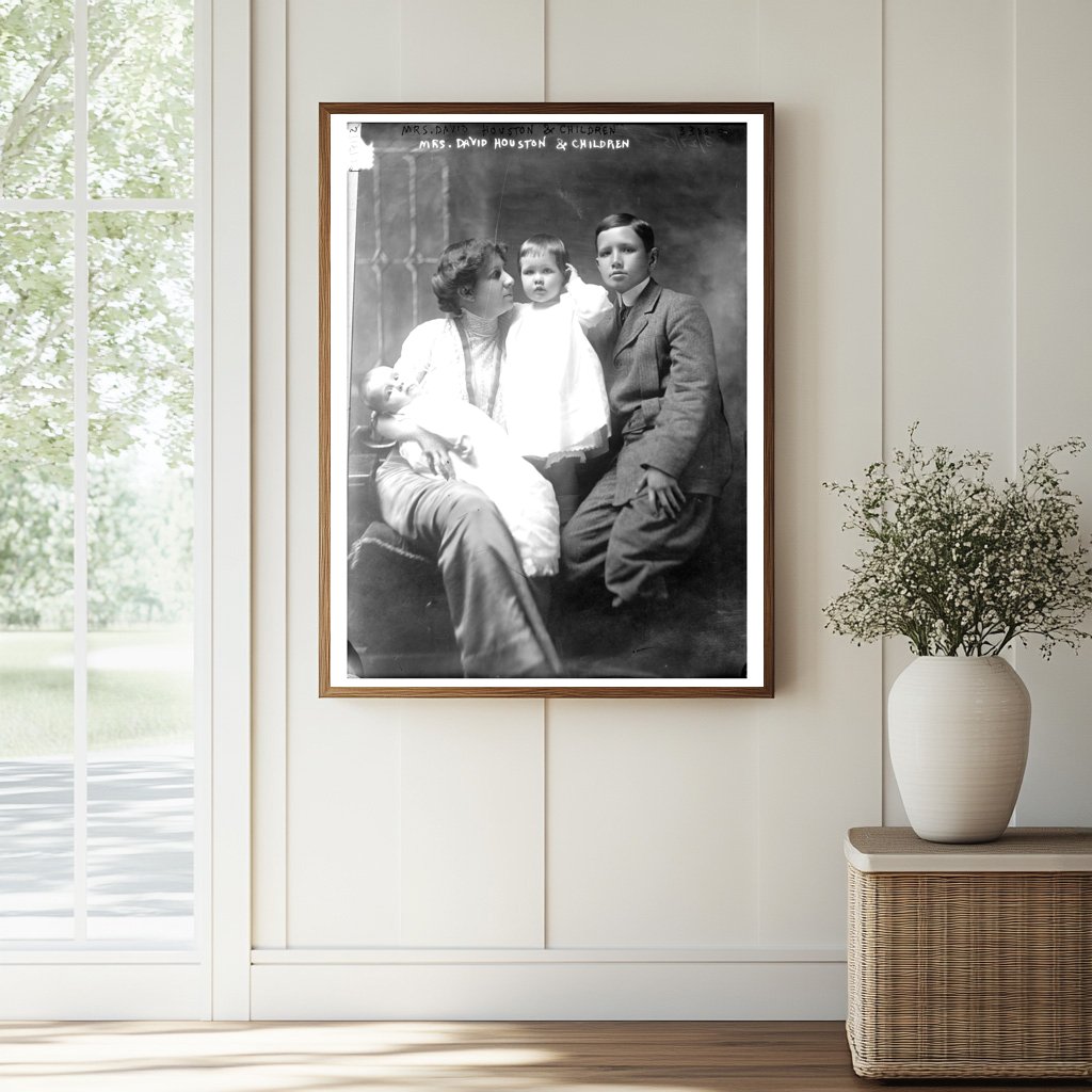 Historic Mrs. David Houston & children Print, Vintage Art