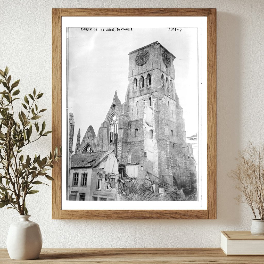Historic Church of St. Jean, Dixmude Print, Vintage Art