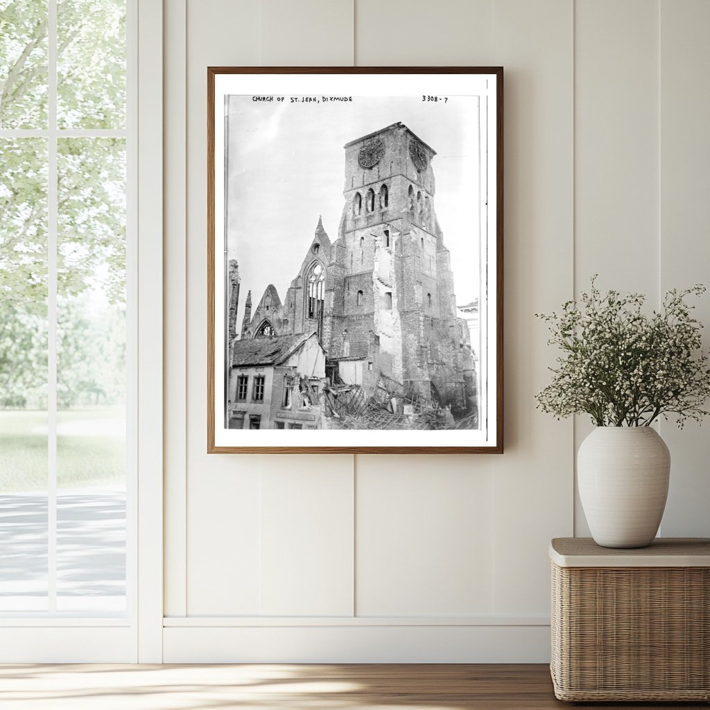 Historic Church of St. Jean, Dixmude Print, Vintage Art