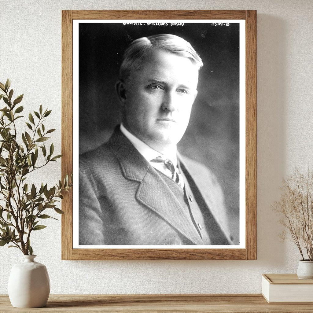 Historic Gov. R.L. Williams (Okla) Print, Vintage Art