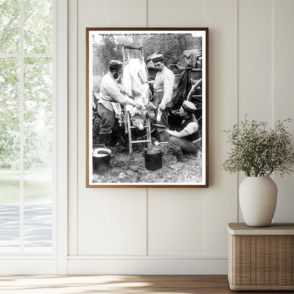 Historic Field butcher on firing line, North Sea Coast Print, Vintage Art