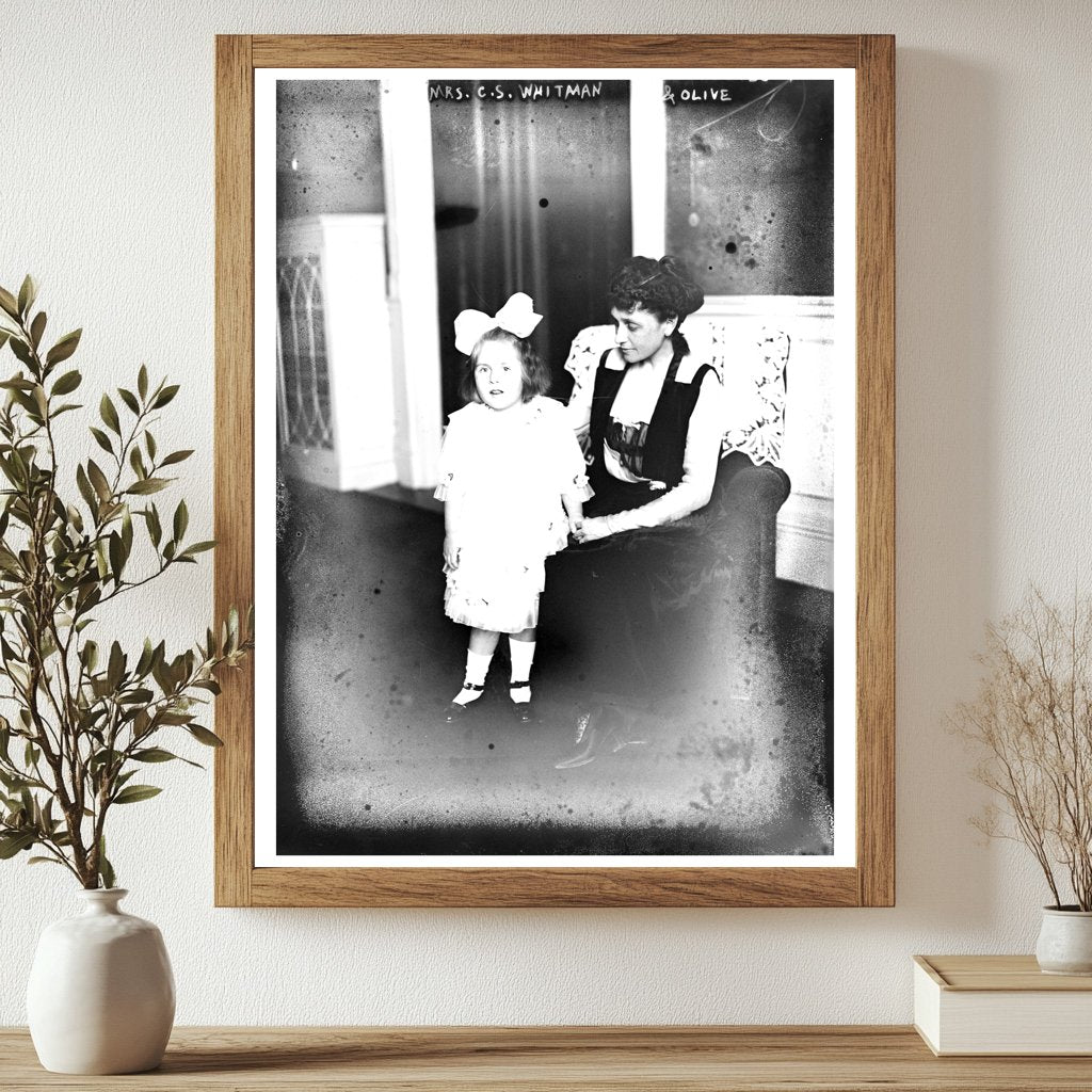 Historic Mrs. C.S. Whitman and Olive Print, Vintage Art