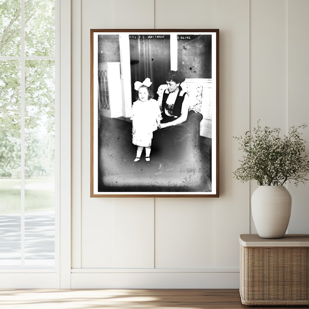 Historic Mrs. C.S. Whitman and Olive Print, Vintage Art