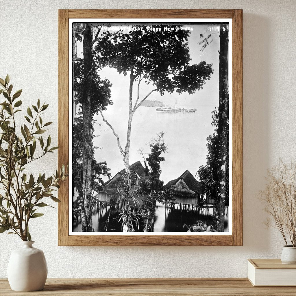 Historic Humboldt's Bay, North New Guinea Print, Vintage Art