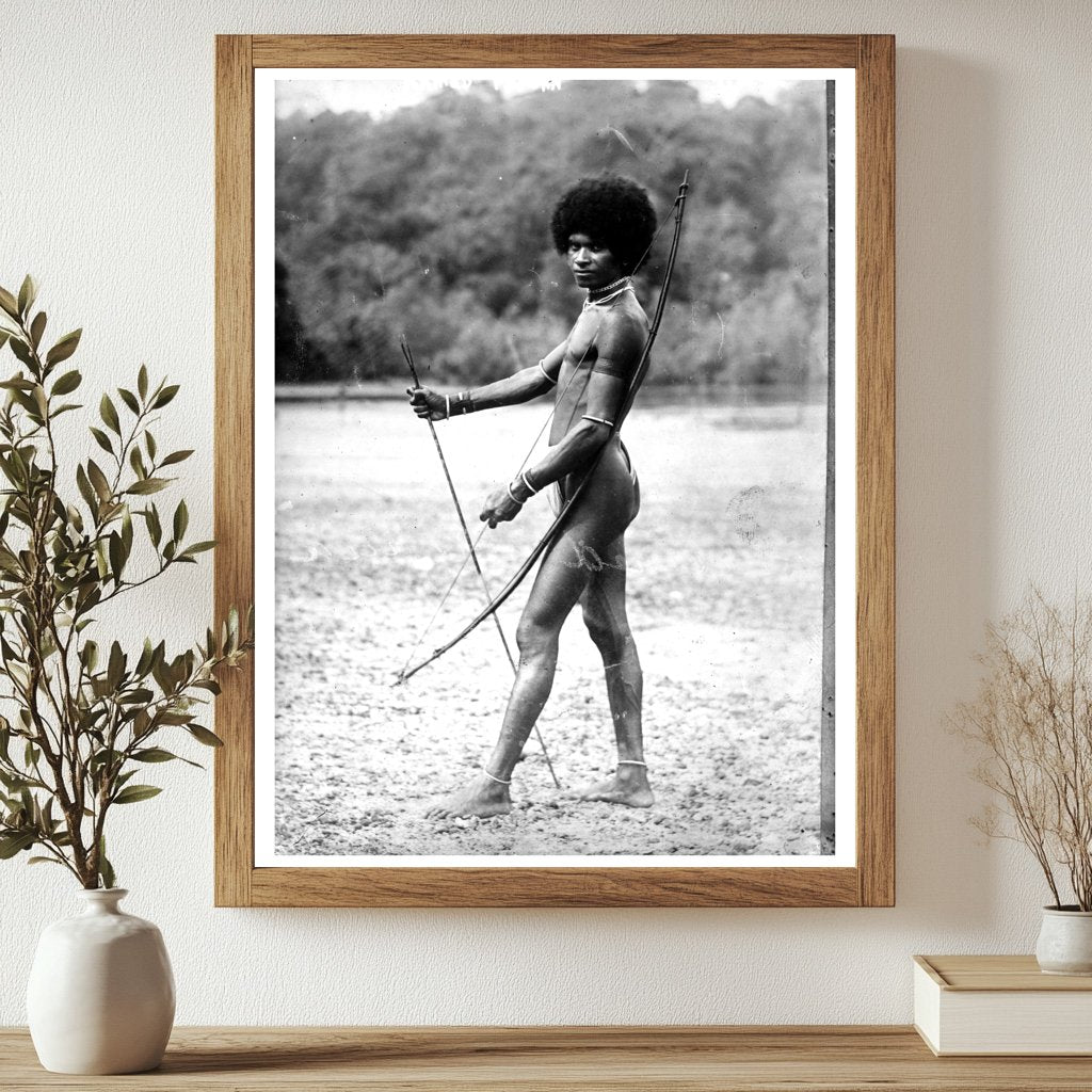 Historic Armed Papuan Print, Vintage Art