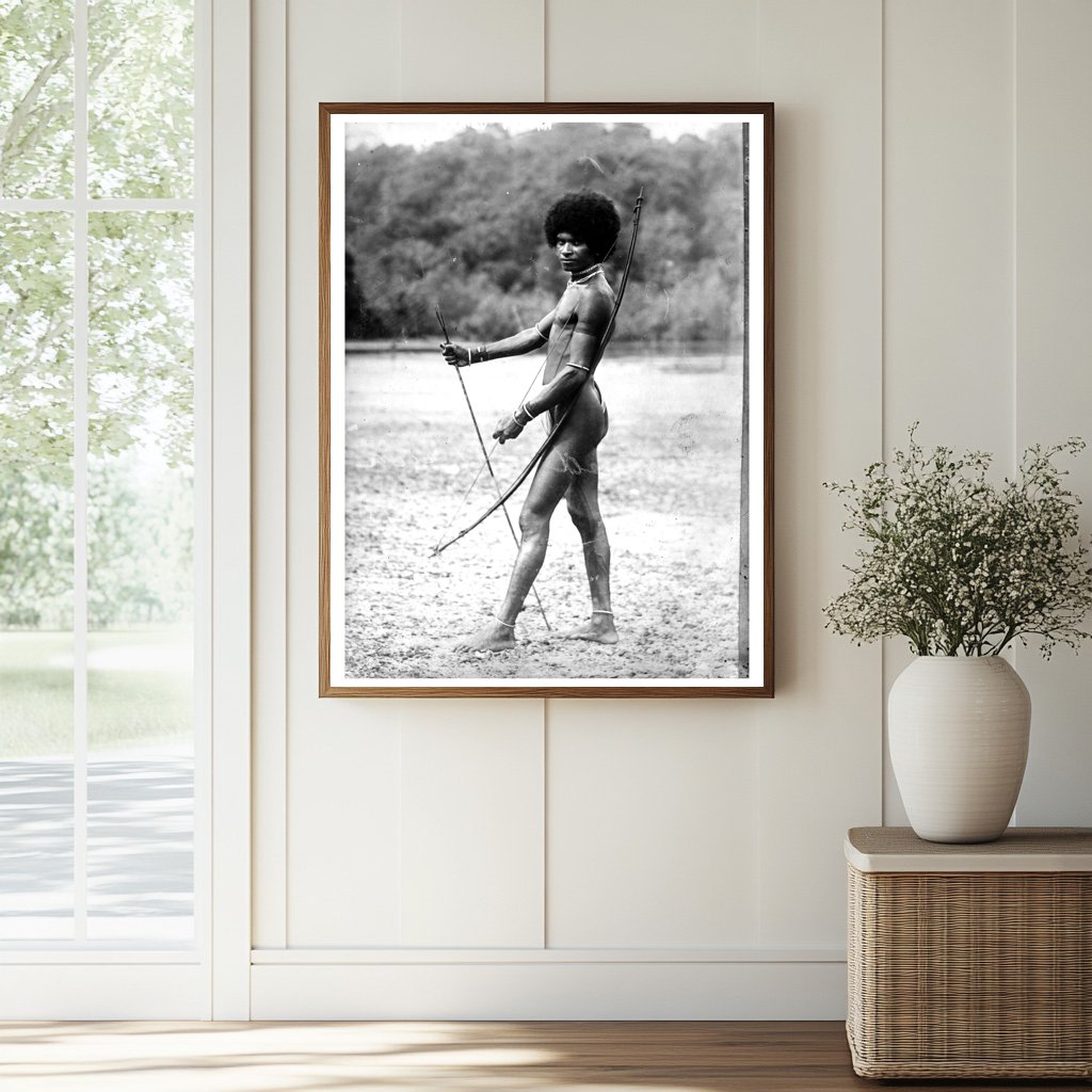 Historic Armed Papuan Print, Vintage Art