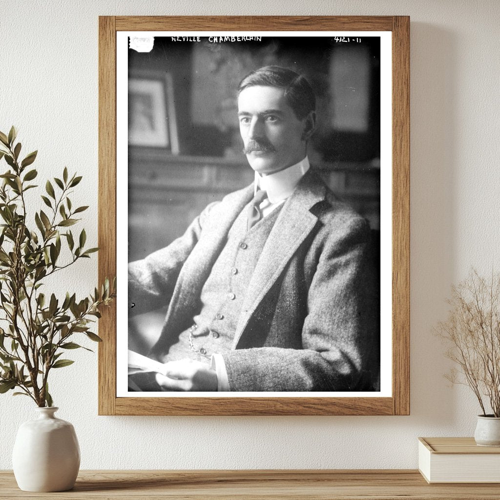 Historic Neville Chamberlain Print, Vintage Art