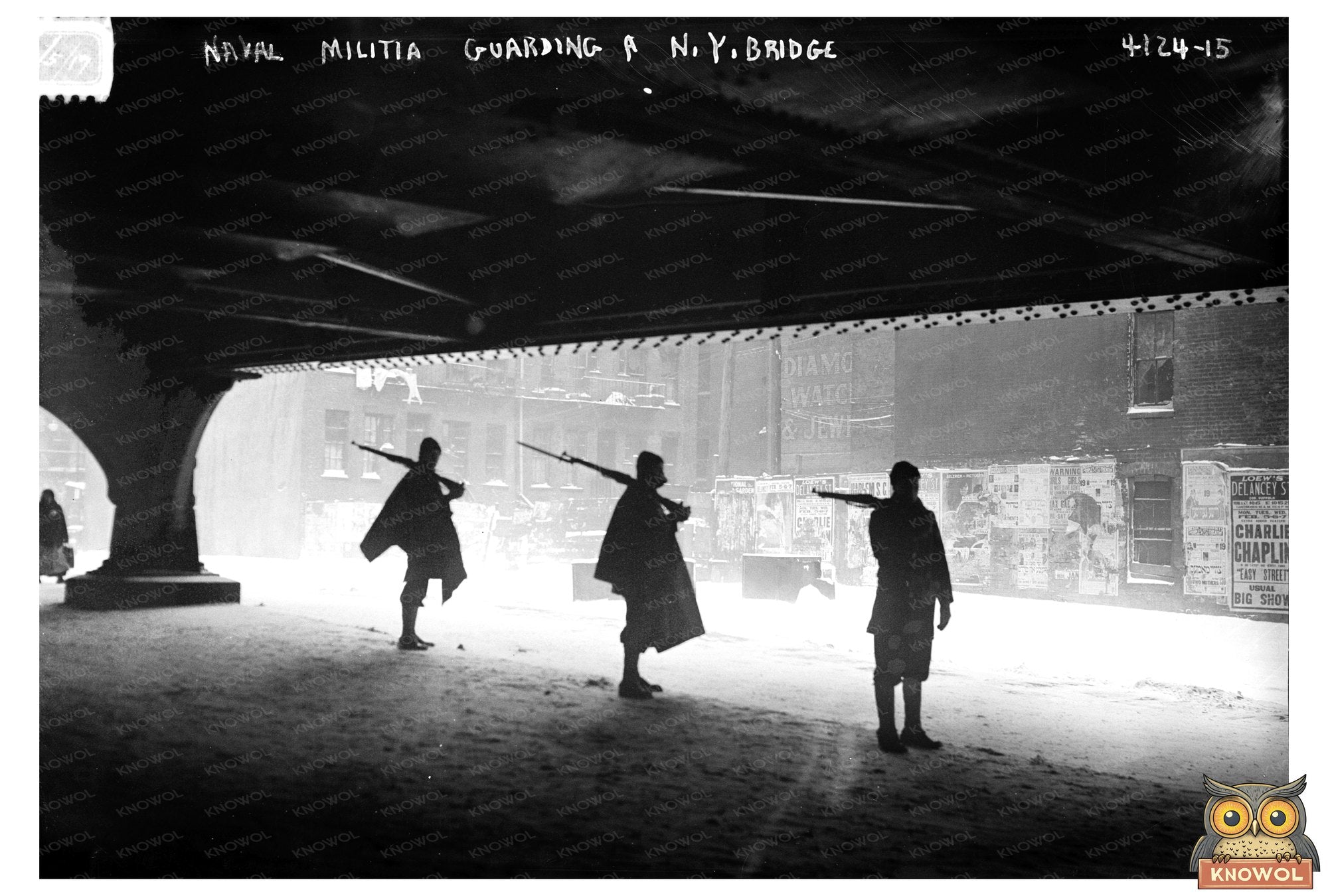 1917 Naval Militia Stand Guard at New York Bridge