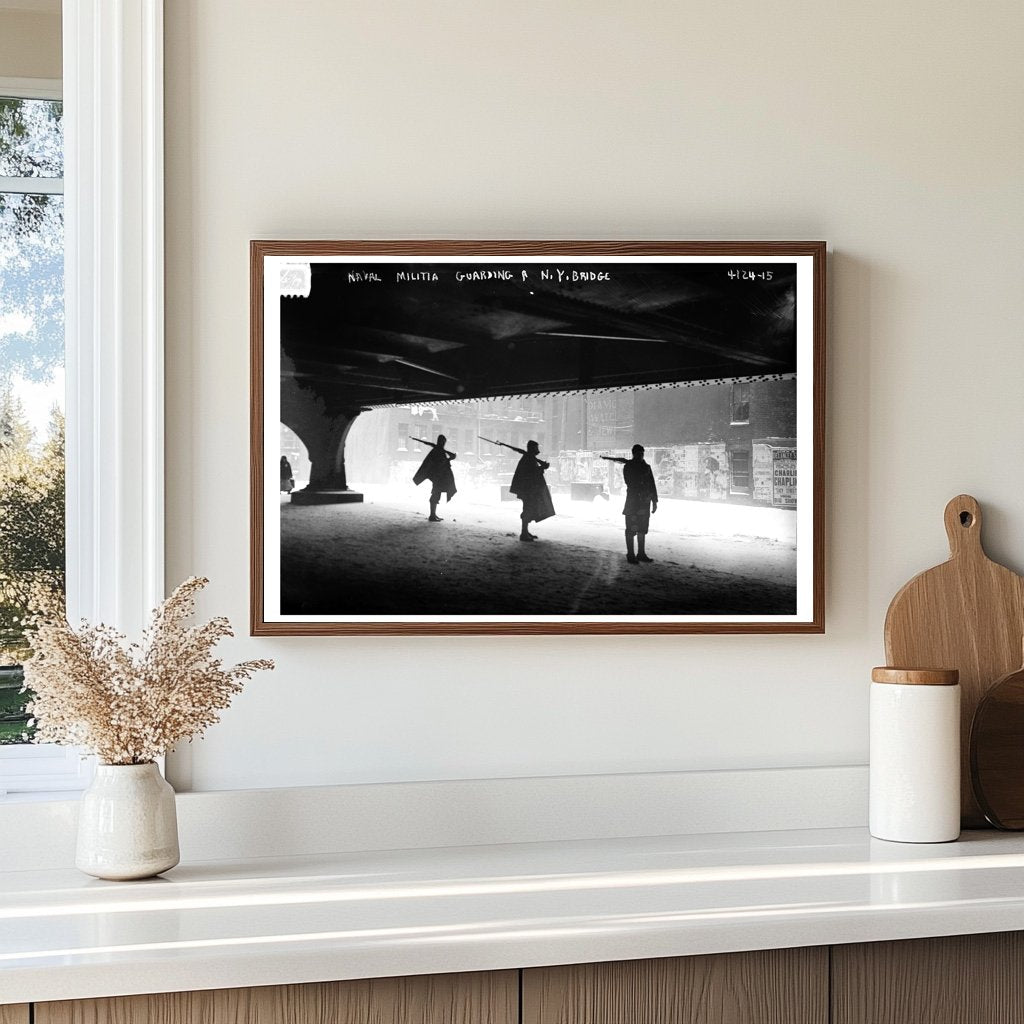 1917 Naval Militia Stand Guard at New York Bridge