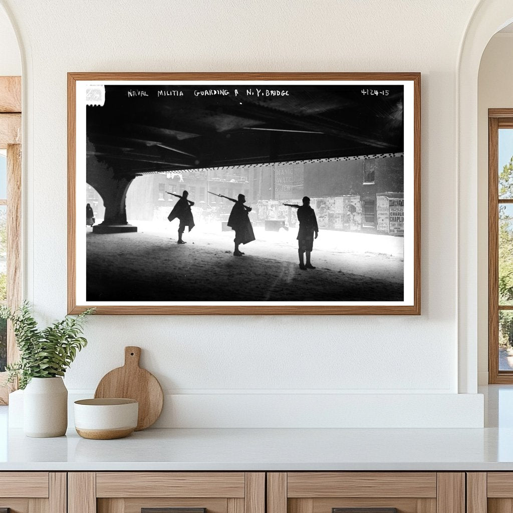 1917 Naval Militia Stand Guard at New York Bridge