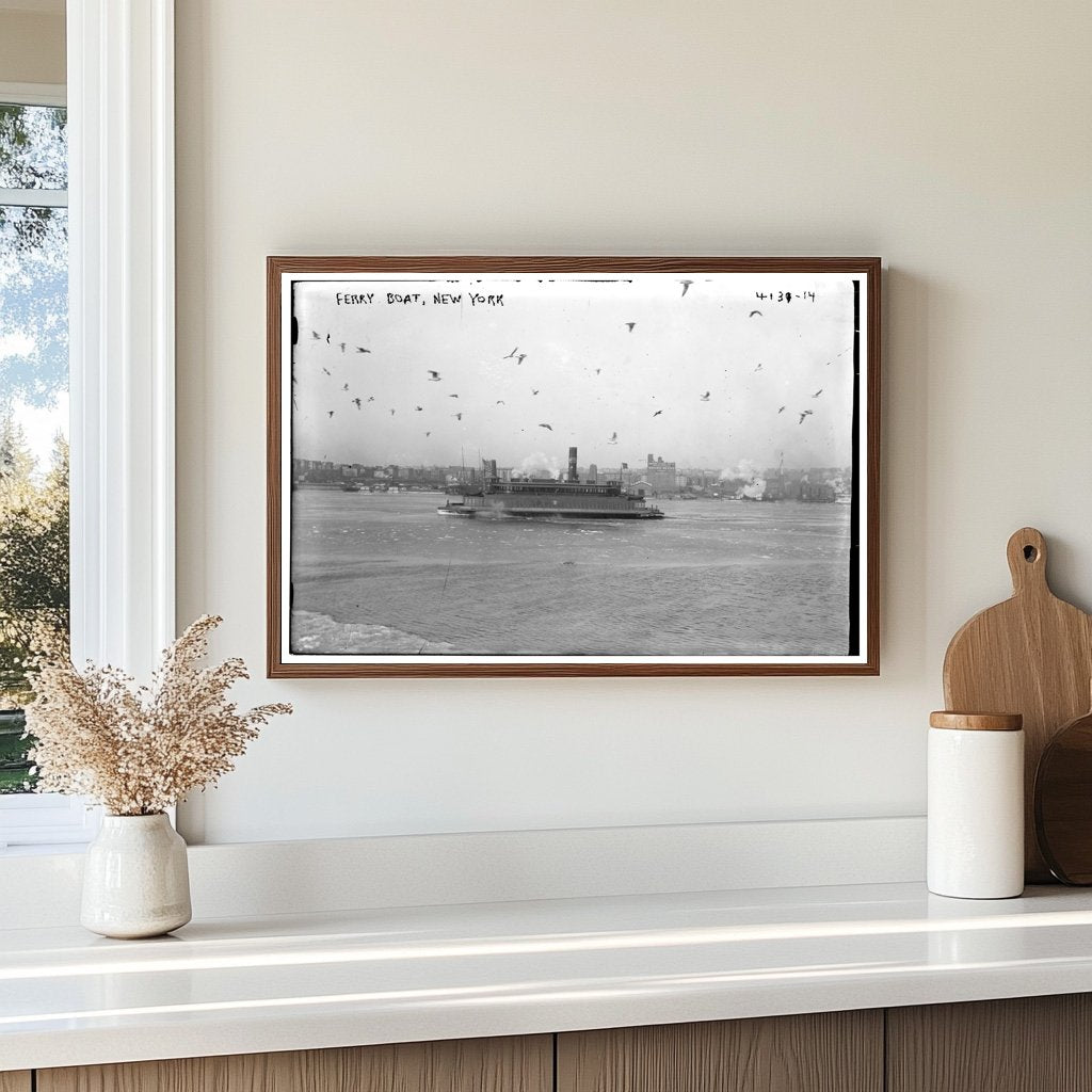 Historic New York Ferry: Daily Commuters at Work