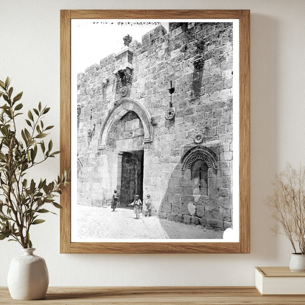 Historic David's gate, Jerusalem Print, Vintage Art