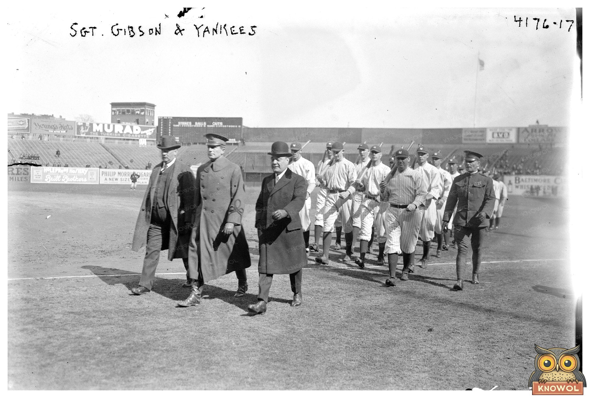 1917 Sgt. Gibson with Iconic Yankees at Baseball Game