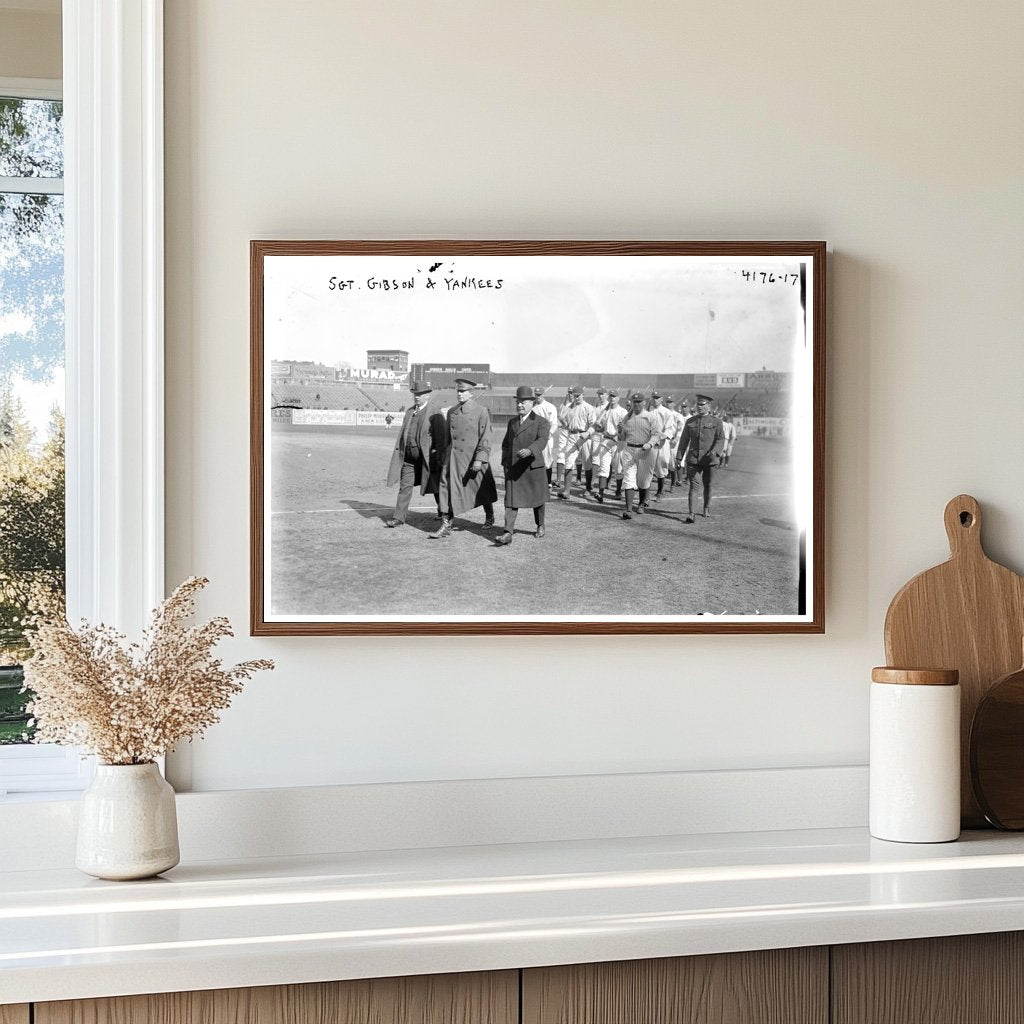 1917 Sgt. Gibson with Iconic Yankees at Baseball Game
