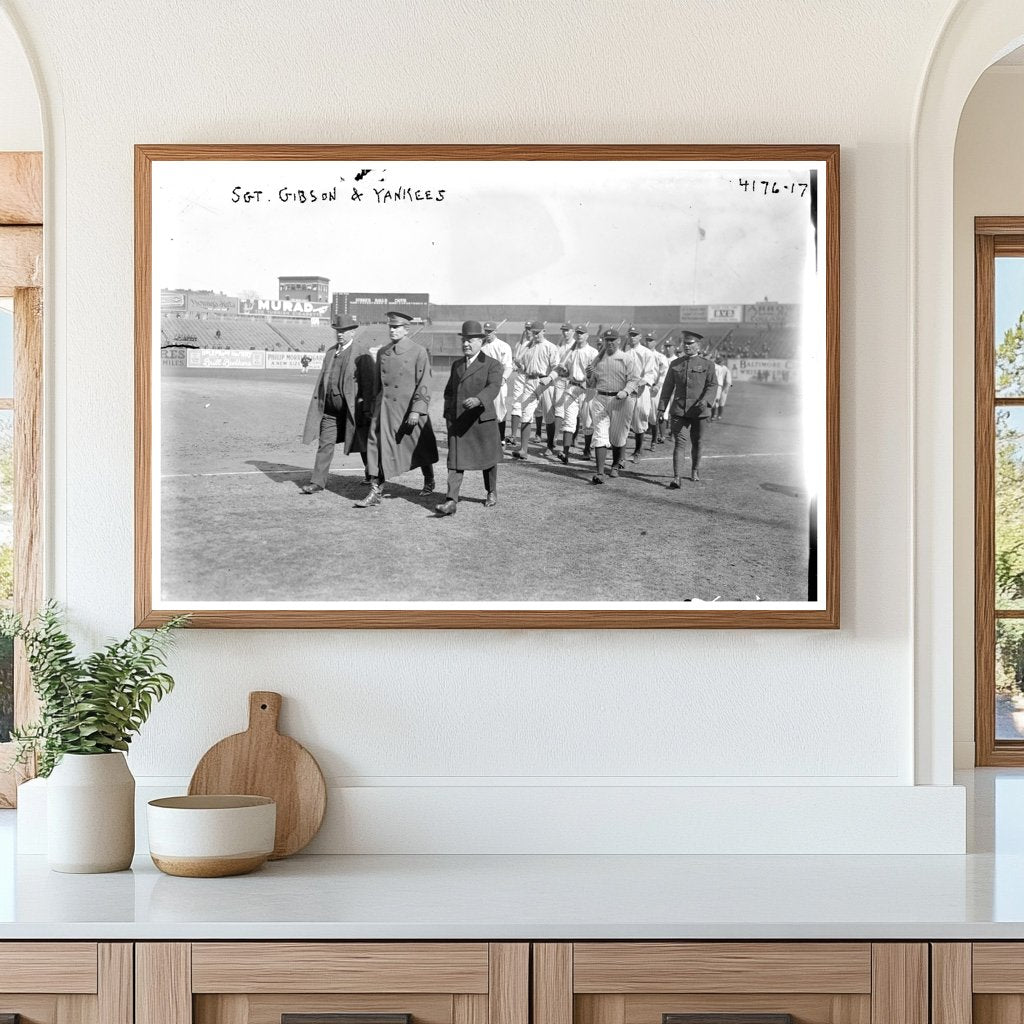 1917 Sgt. Gibson with Iconic Yankees at Baseball Game