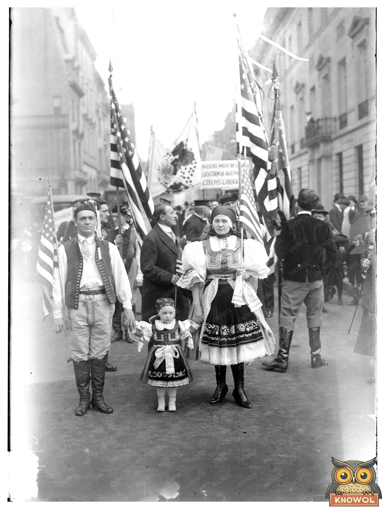 Historic Bohemians in "Wake up" parade Print, Vintage Art