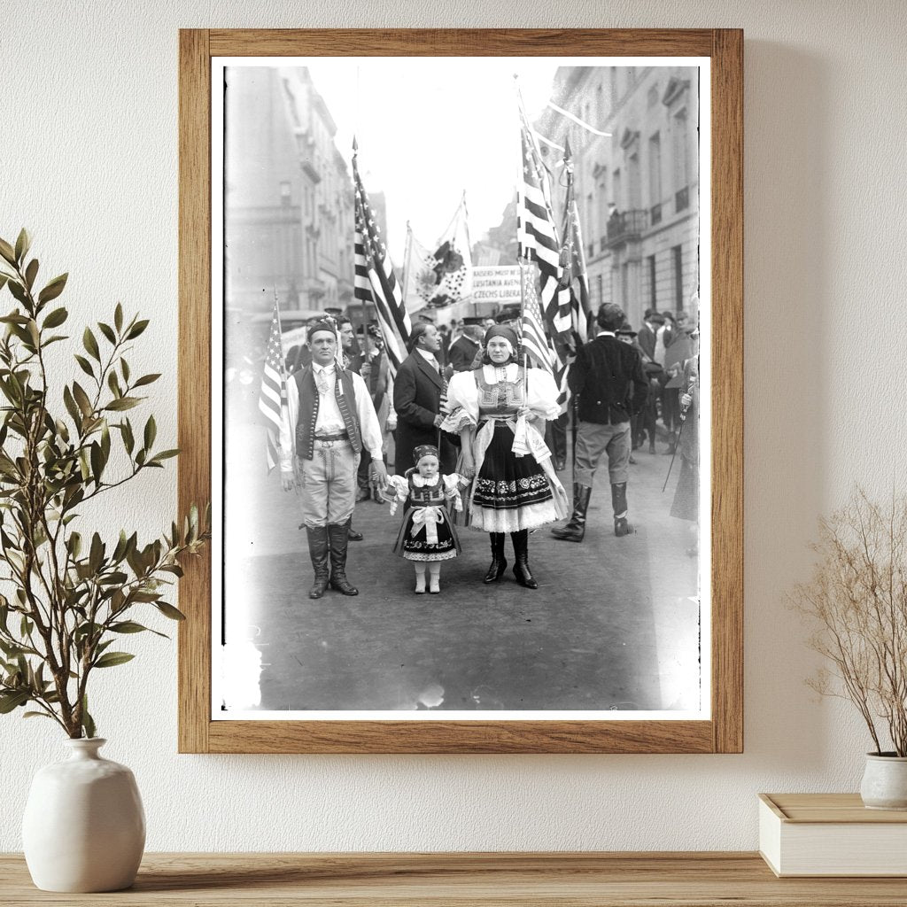 Historic Bohemians in "Wake up" parade Print, Vintage Art