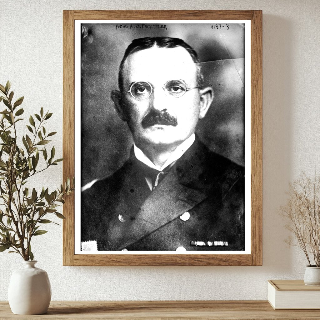Historic Adm. A.O. Fechteler Print, Vintage Art
