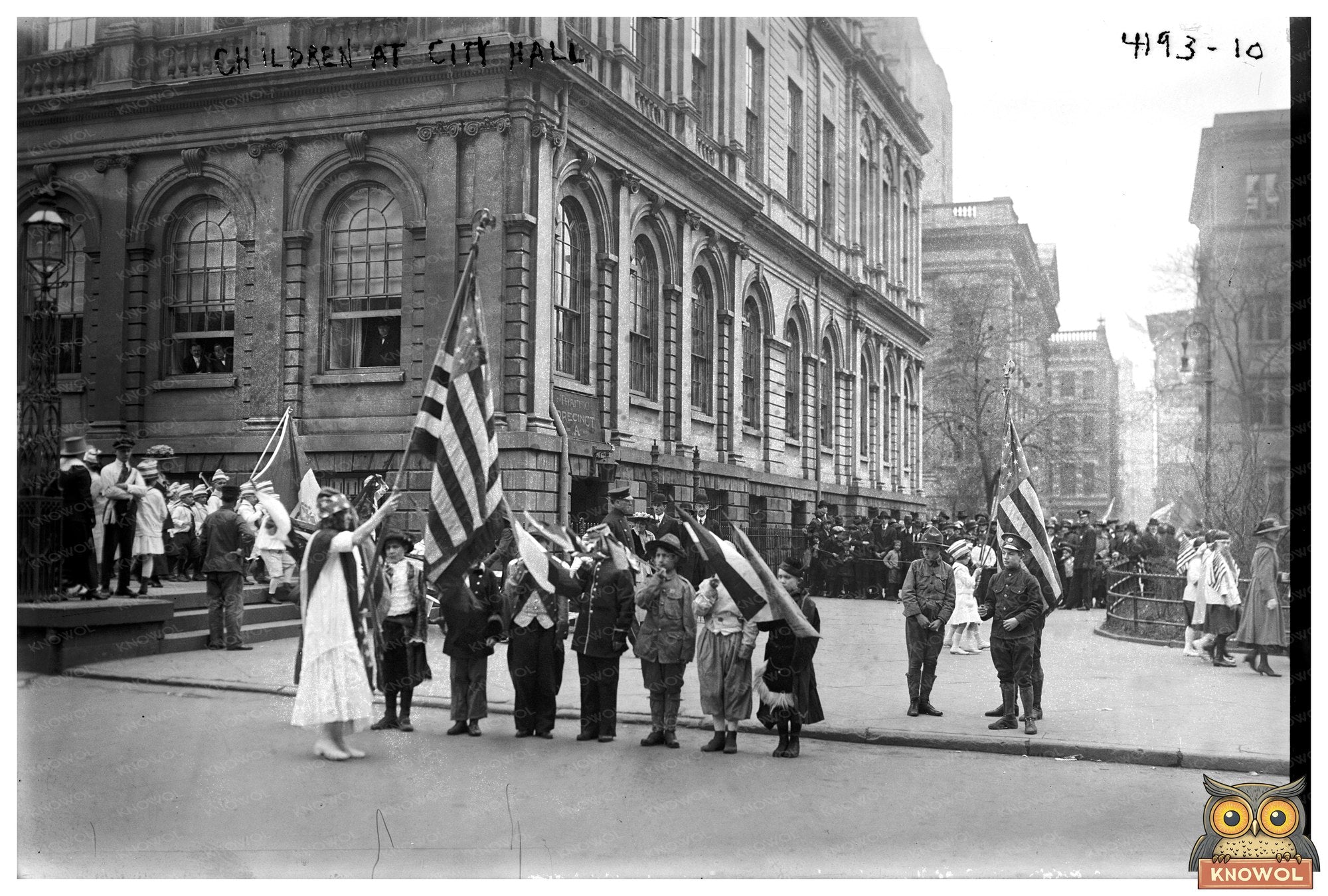 1917 Children Gathering Outside City Hall Event