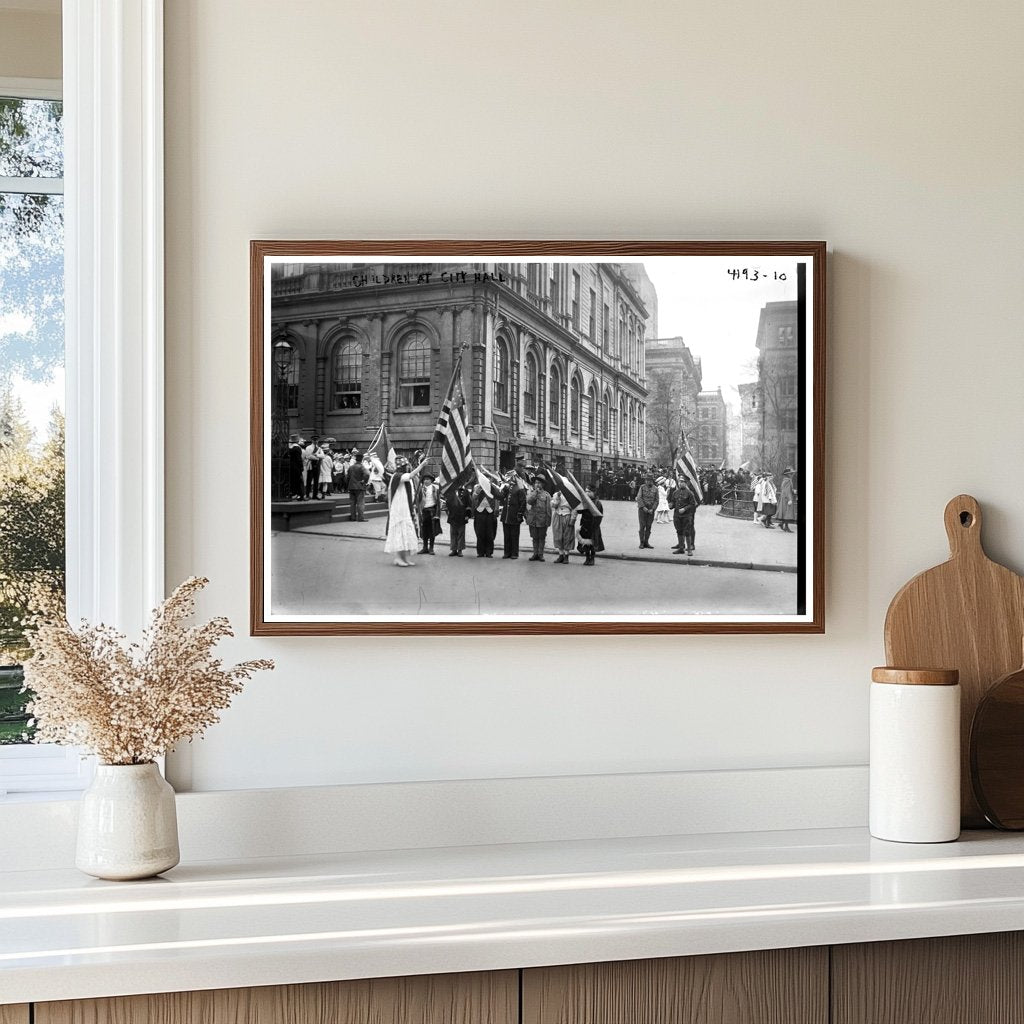 1917 Children Gathering Outside City Hall Event