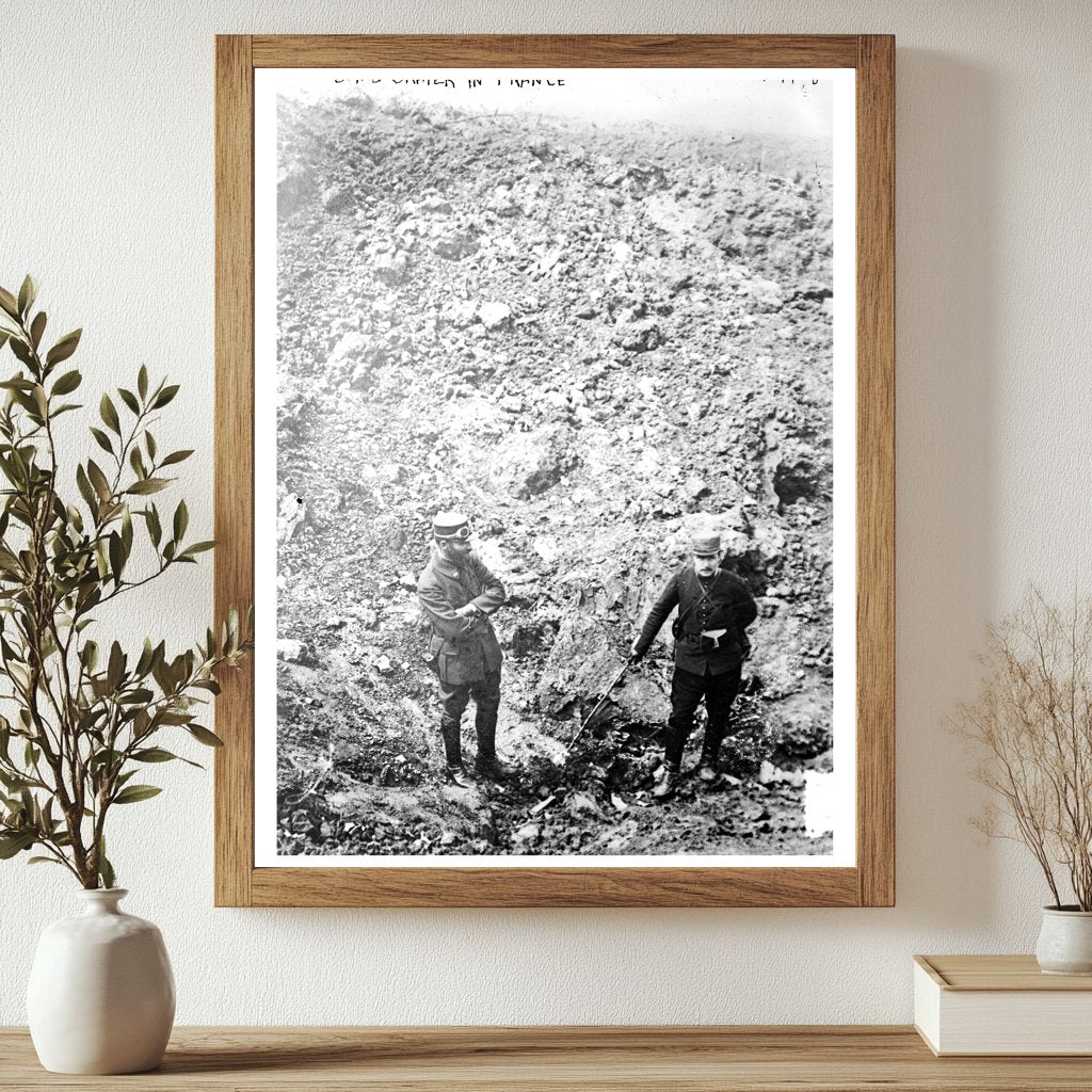 Historic Bomb crater in France Print, Vintage Art