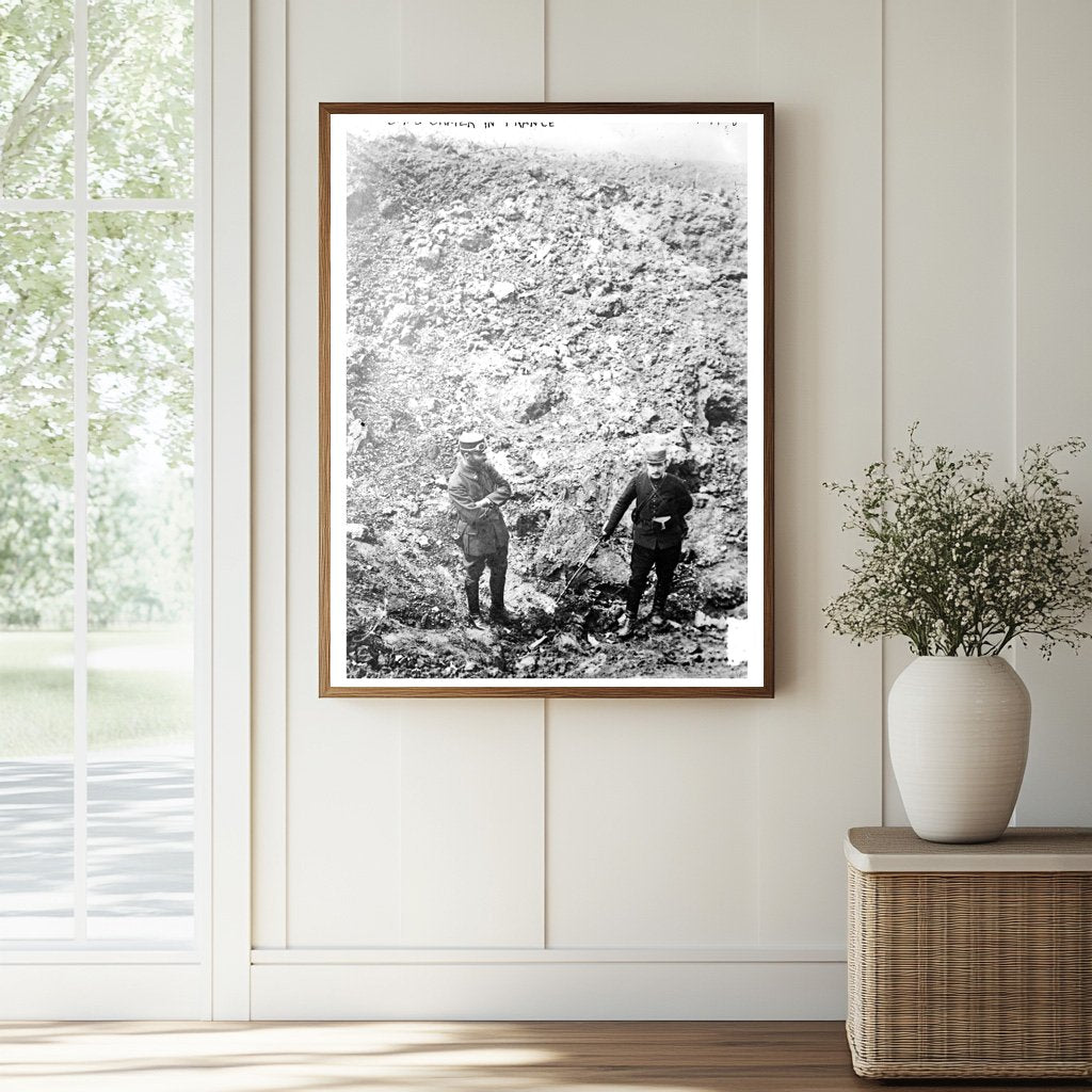 Historic Bomb crater in France Print, Vintage Art