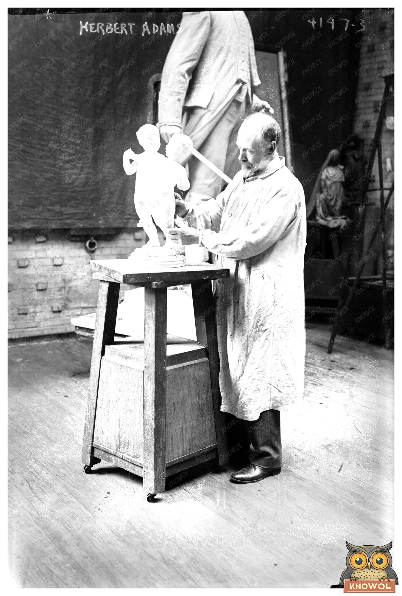 1917 Glass Negative of Notable American Sculptor