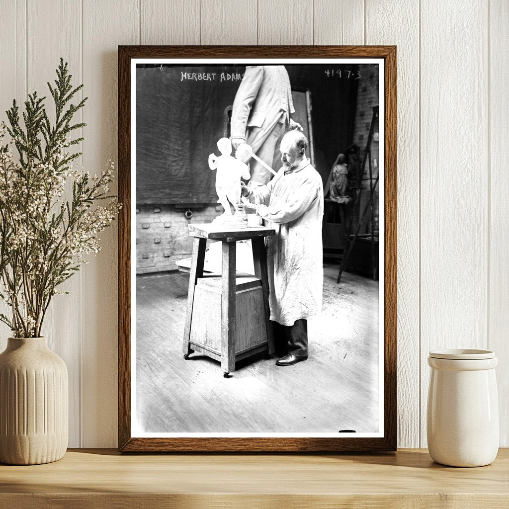 1917 Glass Negative of Notable American Sculptor