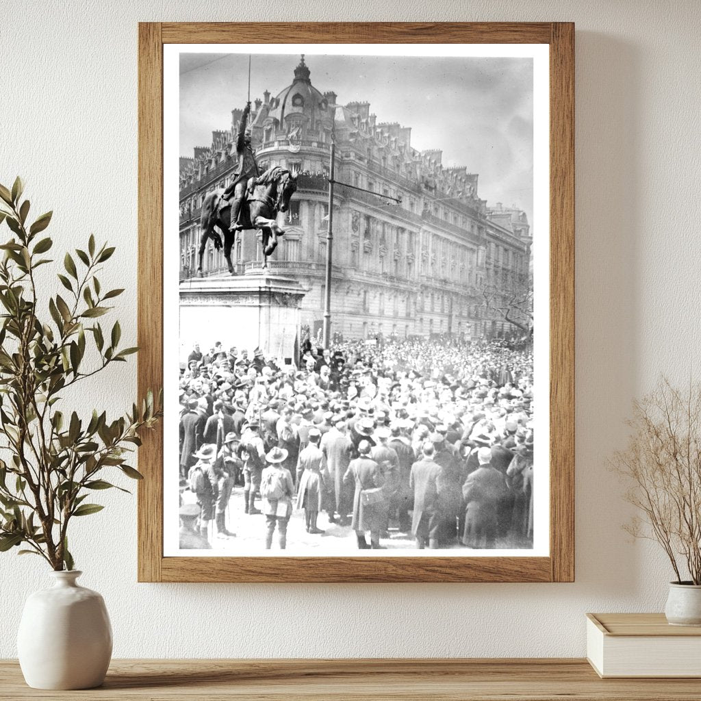 Historic French American demonstration, Place D'Iena Print, Vintage Art