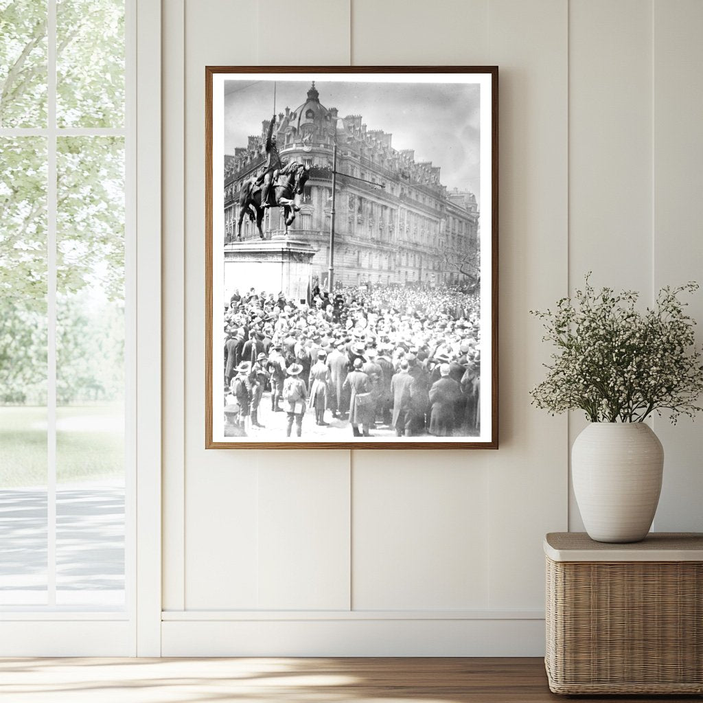 Historic French American demonstration, Place D'Iena Print, Vintage Art