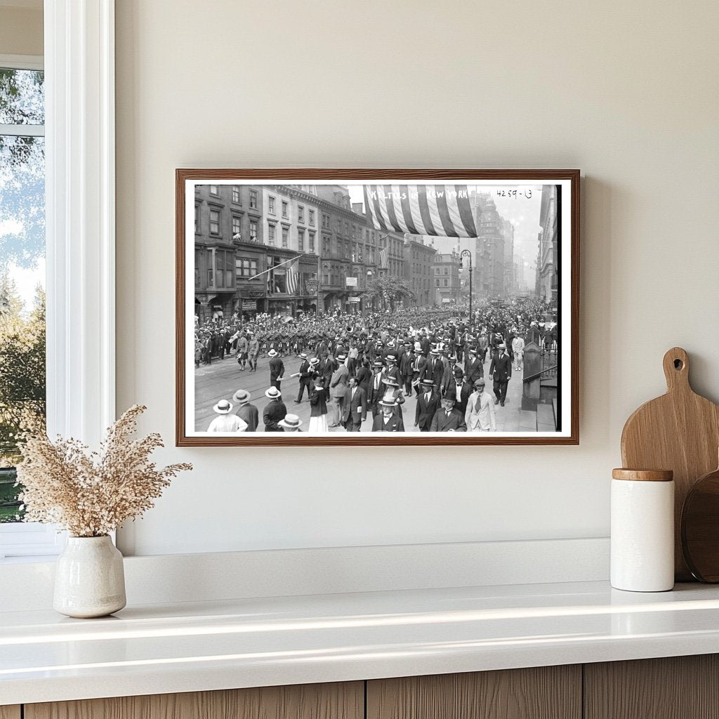 Scottish Kilted Band Marching in 1917 New York