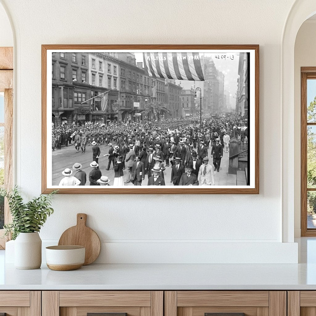 Scottish Kilted Band Marching in 1917 New York