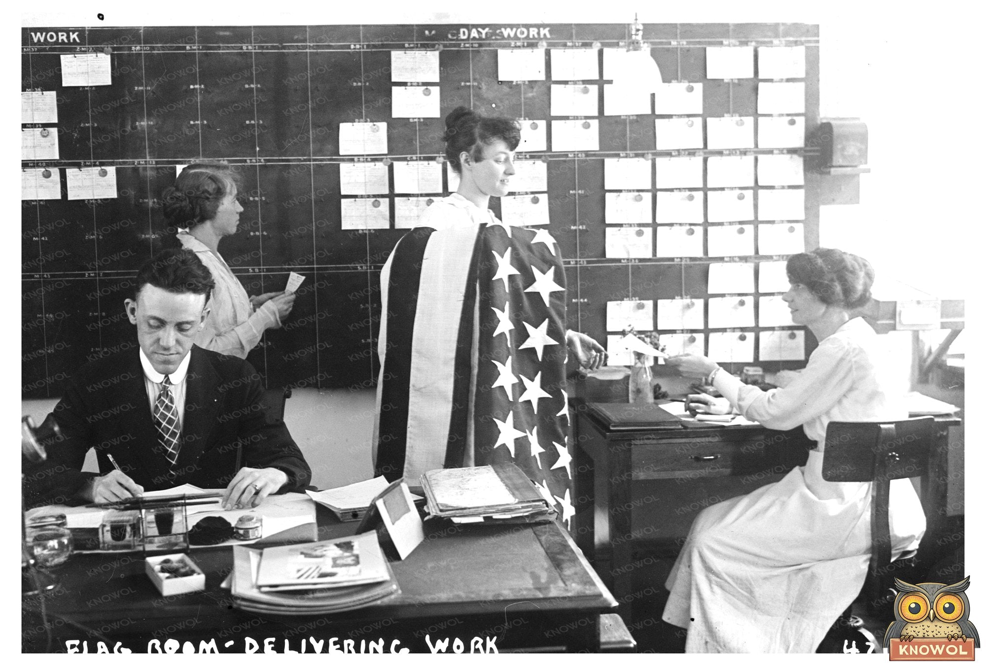 1917: Bustling Flag Room on a Historic Day