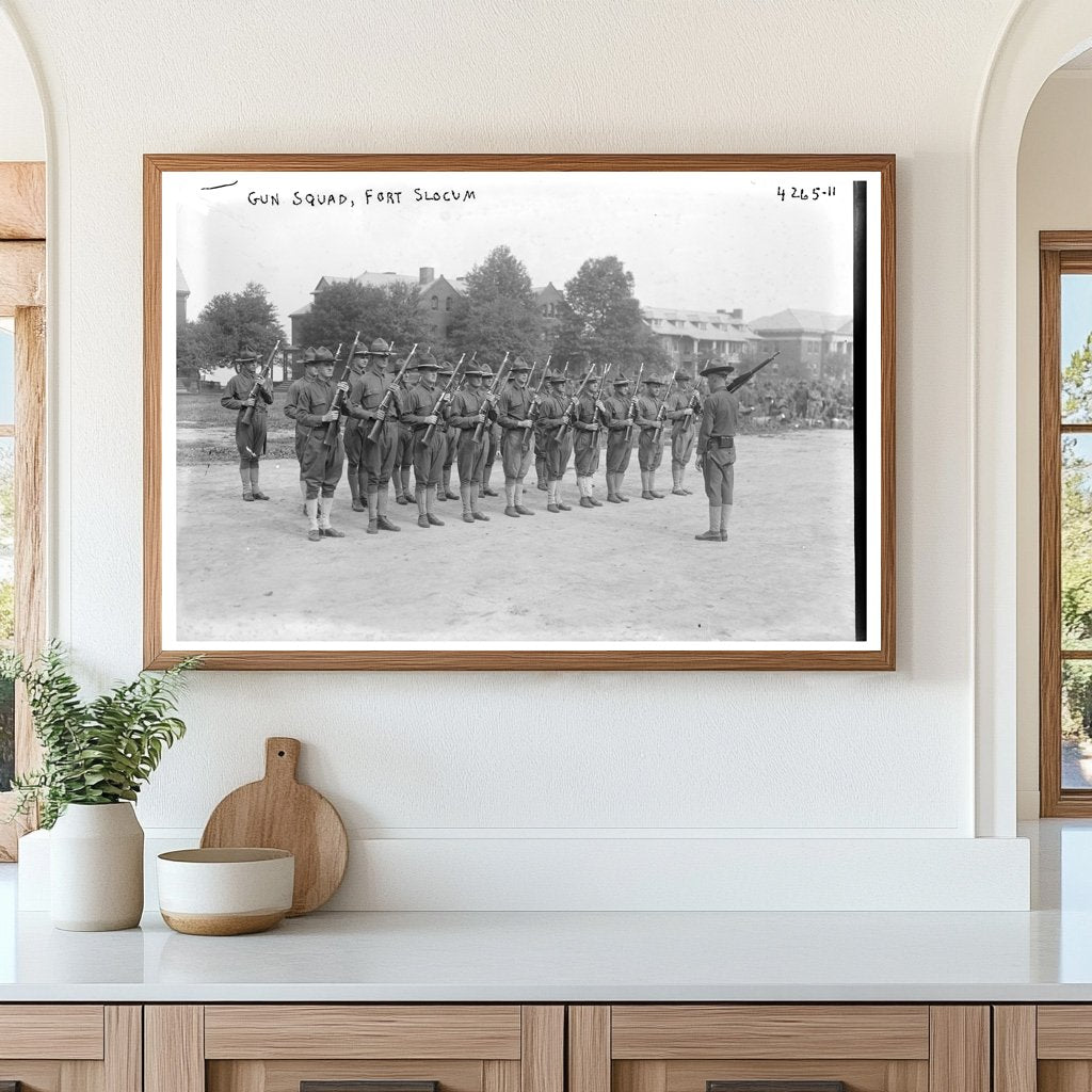 WWI Gun Squad at Fort Slocum, 1917 Vintage Capture