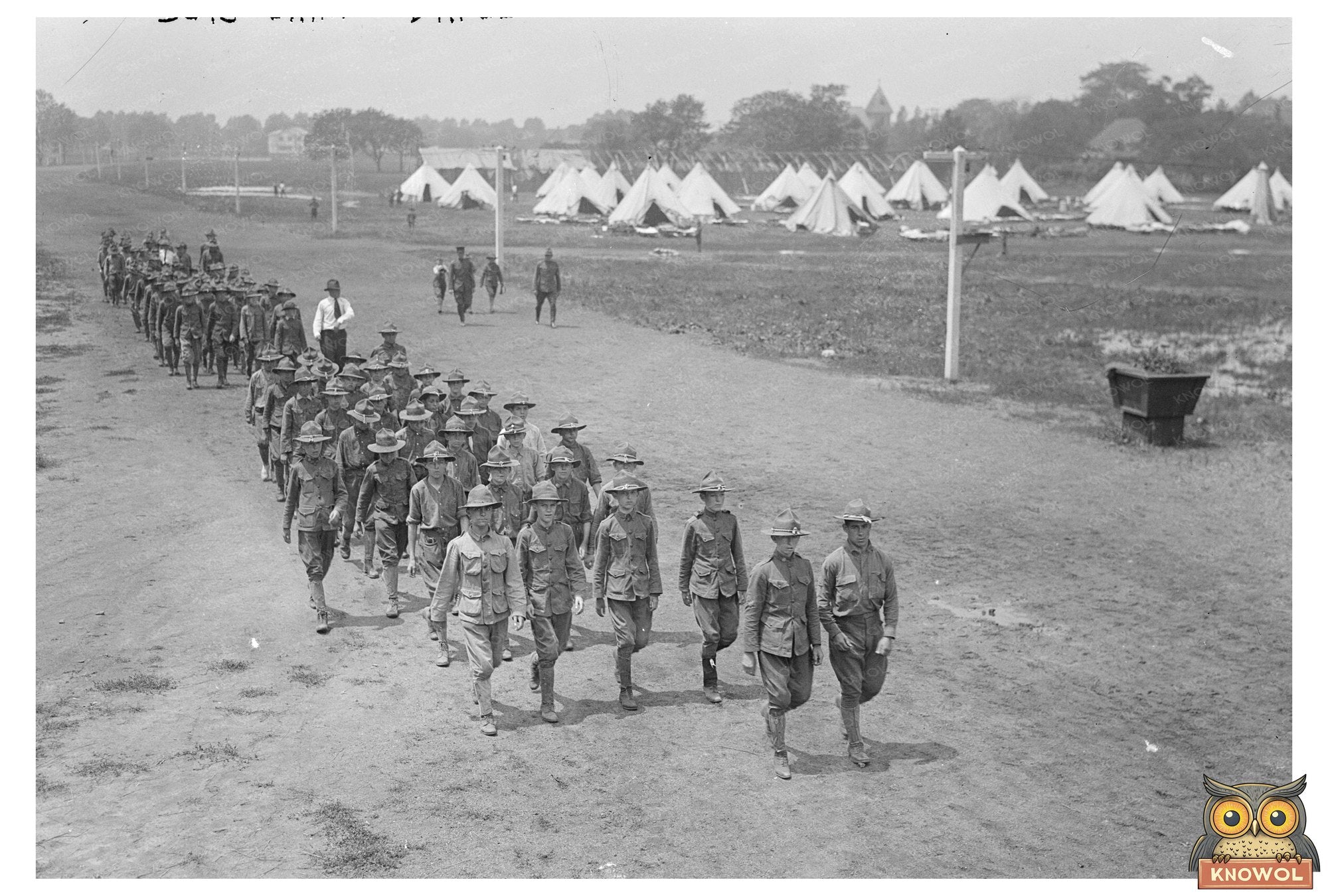 1917 World War I Era Boys Camp Drill in Action