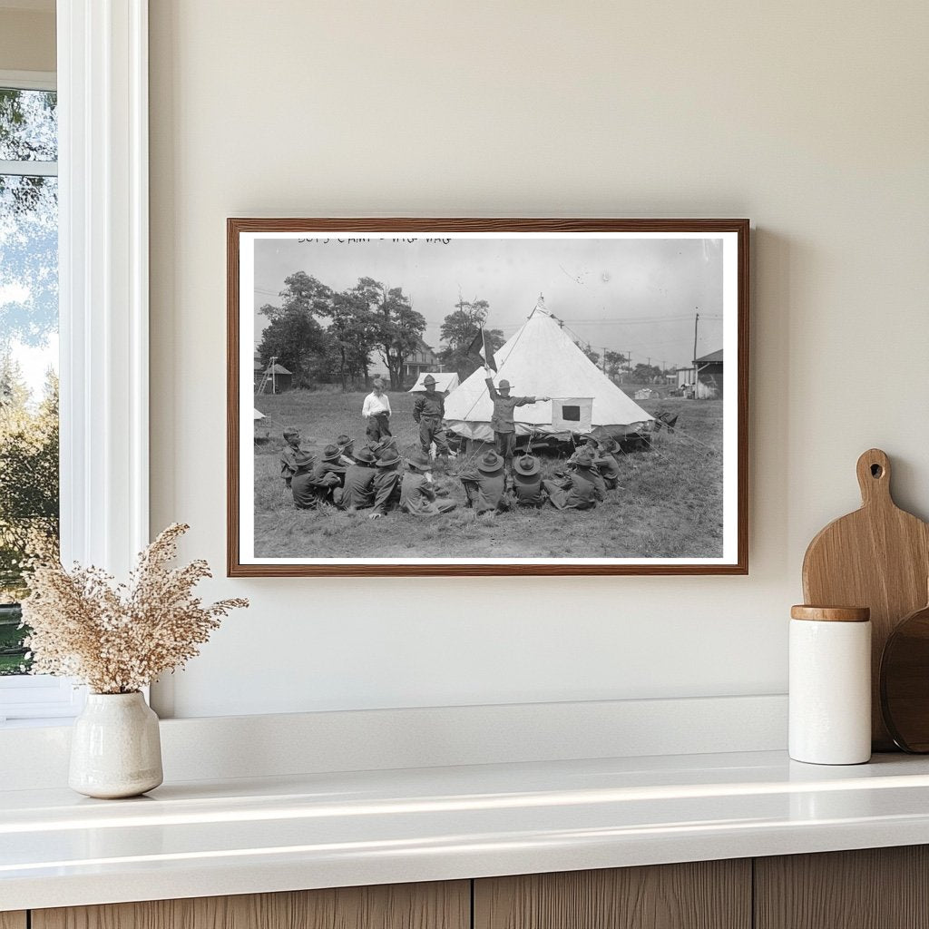 1917 Summer Camp Boys Practicing Wig-Wag Signaling