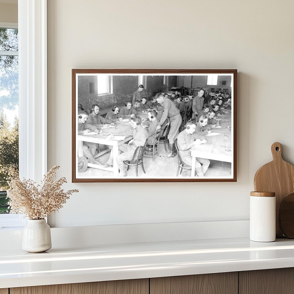 1917 Signal Corps Practicing in Telegraph Room