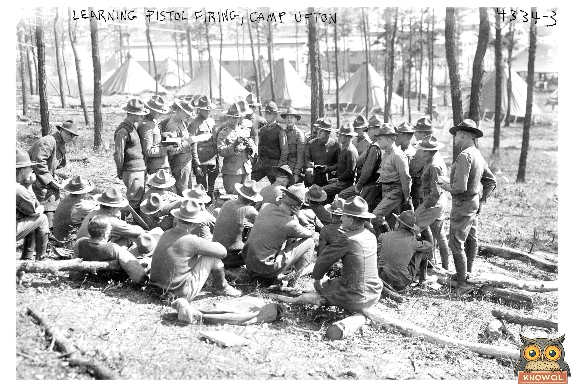 1917 Soldiers Training in Pistol Firing at Camp Upton