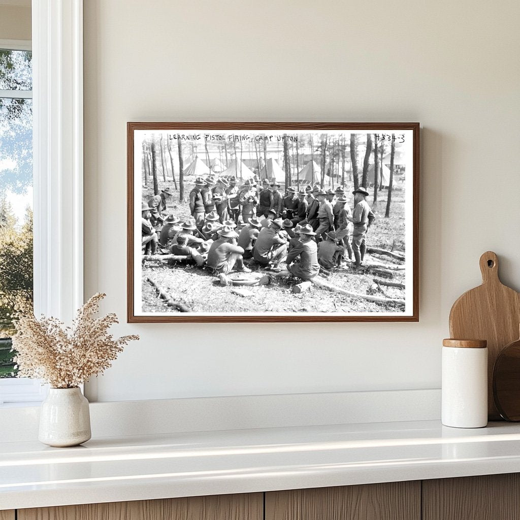 1917 Soldiers Training in Pistol Firing at Camp Upton
