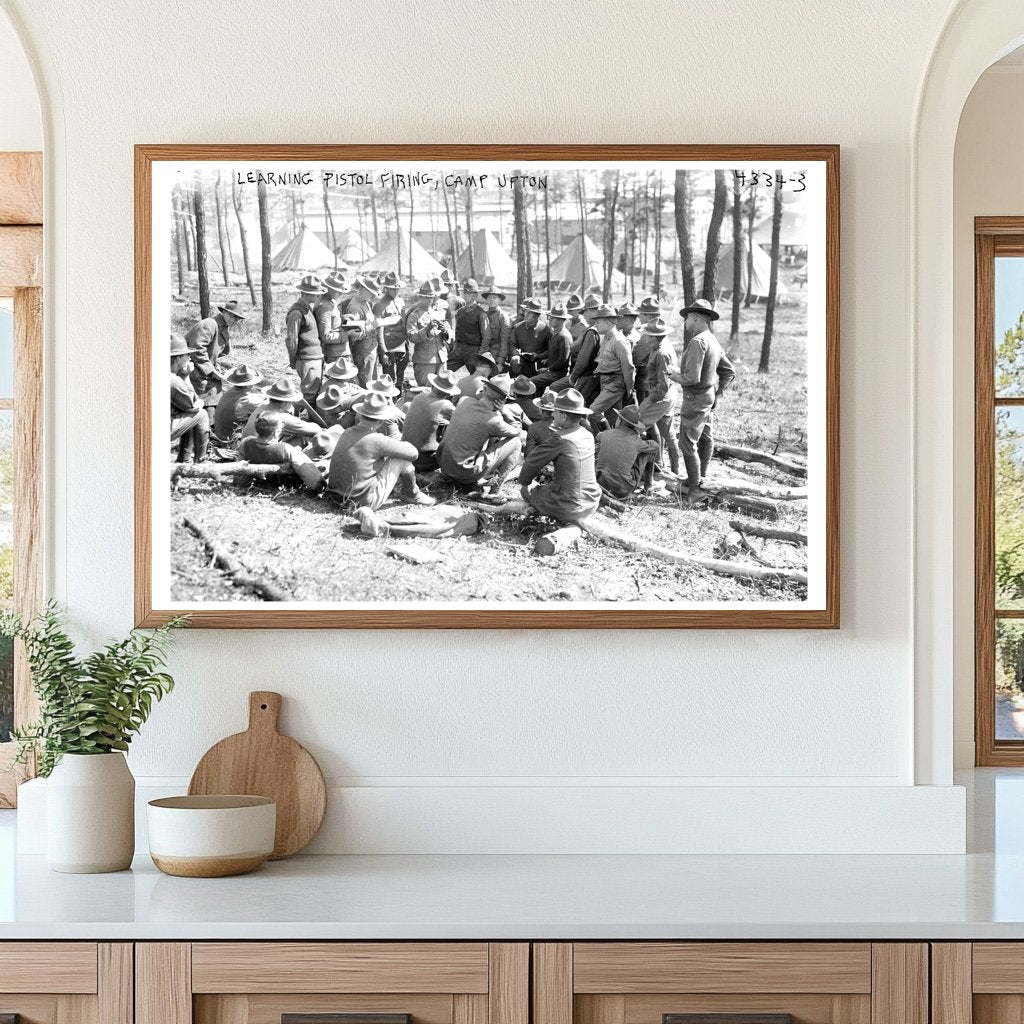 1917 Soldiers Training in Pistol Firing at Camp Upton