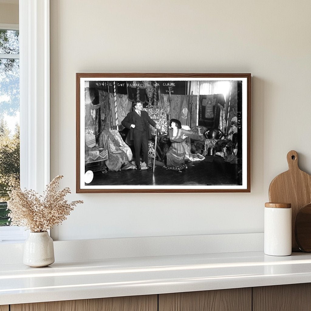 Starlit Theater Duo: 1917 Portrait of Favieres & Claire